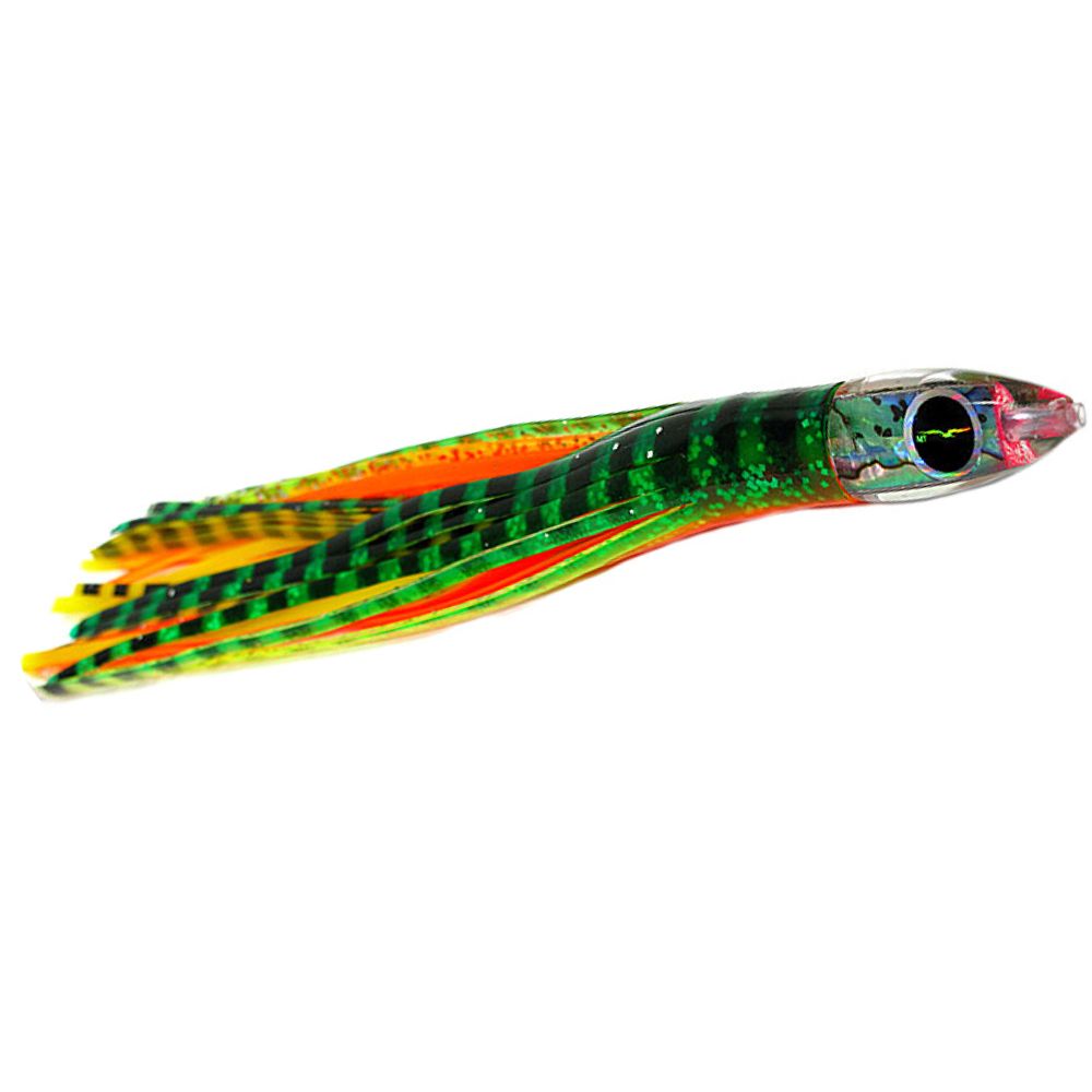 BLACK BART Offshore Trolling Skirted Lure BRAT Sushi Green Orange Tiger/Yellow Tiger - Image 3