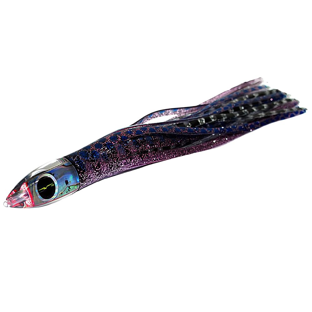 BLACK BART Offshore Trolling Skirted Lure BRAT Sushi Purple Blue Dot/Silver Tiger - Image 2