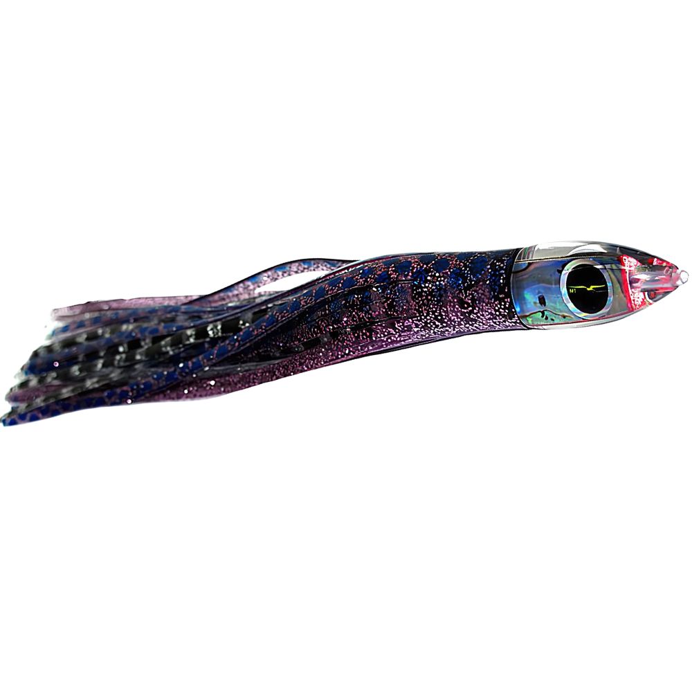 BLACK BART Offshore Trolling Skirted Lure BRAT Sushi Purple Blue Dot/Silver Tiger - Image 3