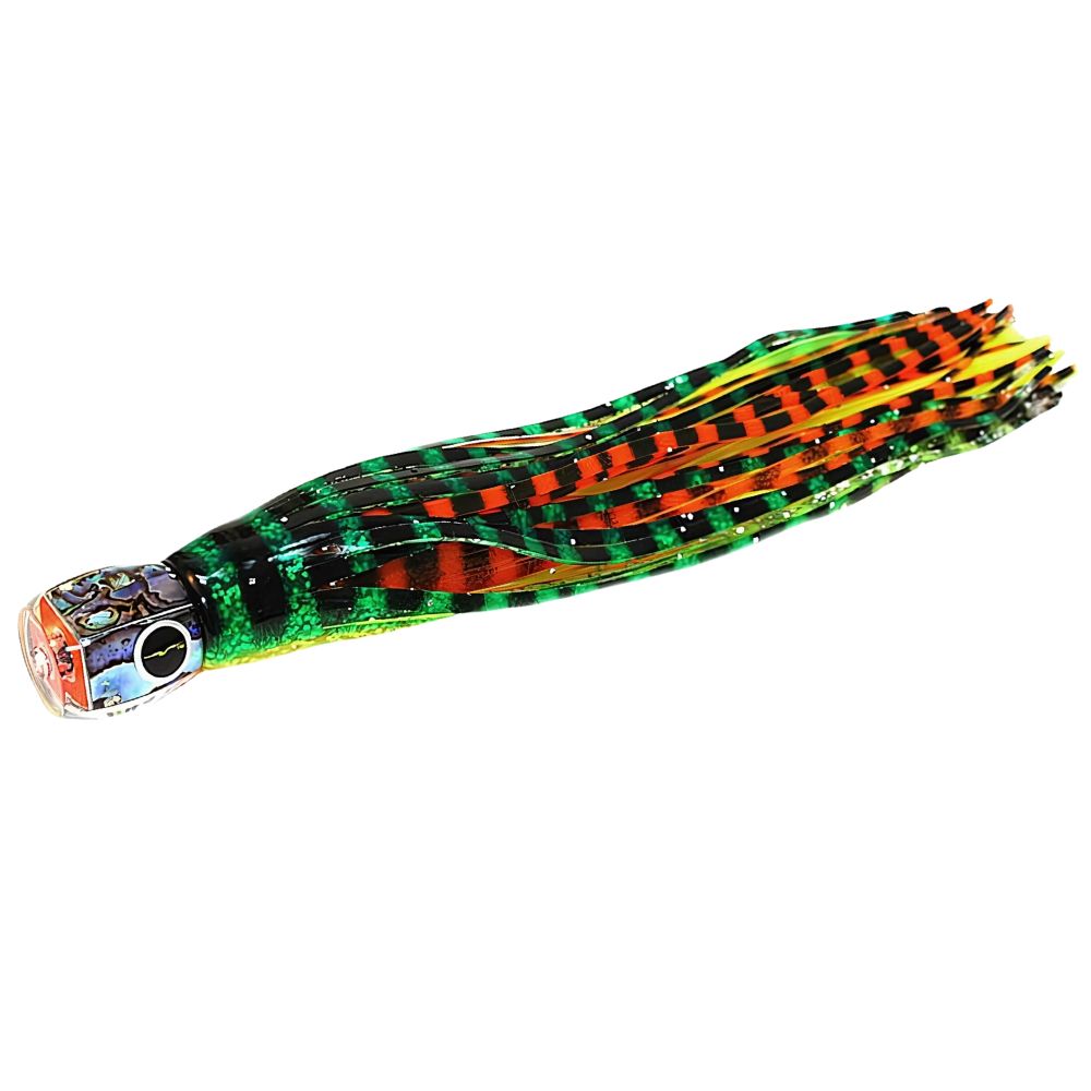 BLACK BART Offshore Trolling Skirted Lure TUNA CANDY Green-Orange Tiger/Orange-Yellow Tiger - Image 2