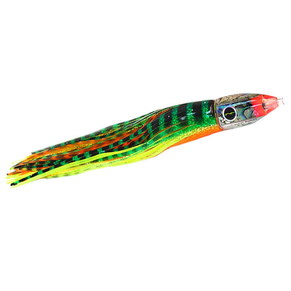 BLACK BART Offshore Trolling Skirted Lure TUNA XXX Green-Orange Tiger/Orange-Yellow Tiger - Image 3