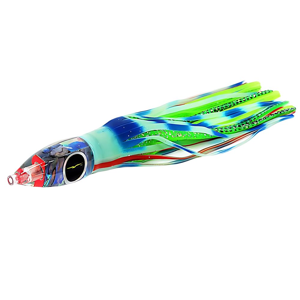 BLACK BART Offshore Trolling Skirted Lure WICKED Glow/Green Chartreuse Dot - Image 2
