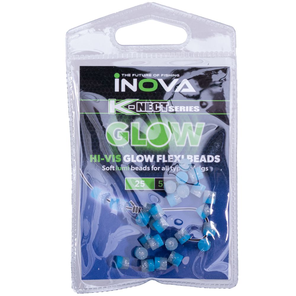 INOVA Bottom-Surfcasting Fishing Flexi Duo Hi-Glow SOFT BEADS 5mm Blue/Clear/Glitter