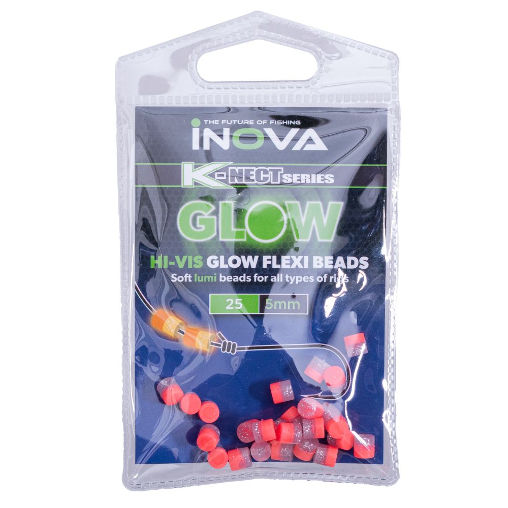 INOVA Bottom-Surfcasting Fishing Flexi Duo Hi-Glow SOFT BEADS 5mm Orange/Clear/Glitter
