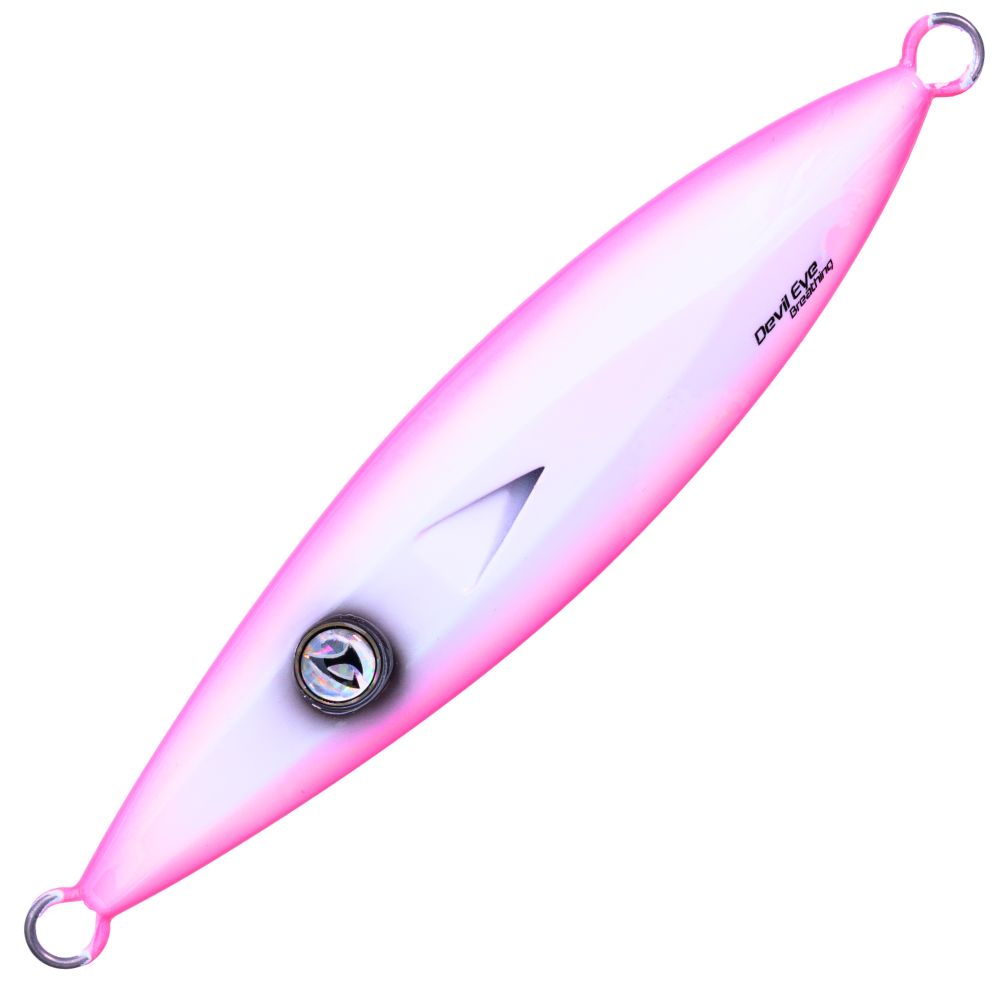 JIGGING MASTER Offshore Jigging Lure BREATHING DEVIL EYE 200g #1/Pink + Luminous - Image 2