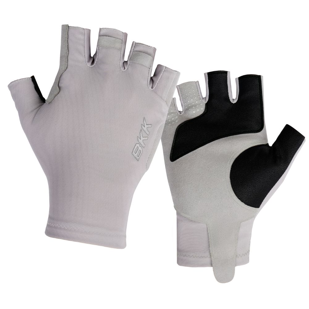 BKK UPF 50+ Sun Protection Fishing Half Finger Gloves FLAMINGO Light Gray/Size L