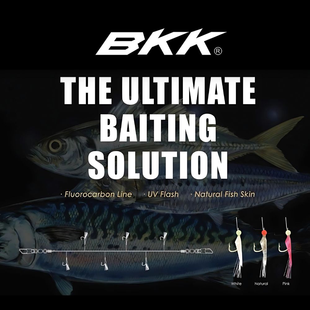 BKK Bait-Fishing Sabiki Fluorocarbon/Natural Skin Rig MICRO FLASH #11 White Natural - Image 5