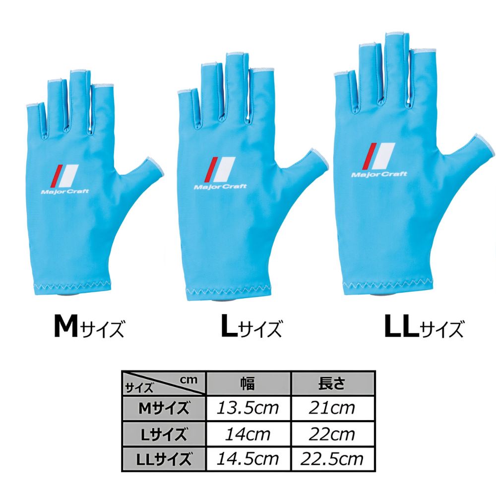 MAJOR CRAFT Quick Drying/UV Protection Fishing Gloves SG-Light Blue M - Image 3