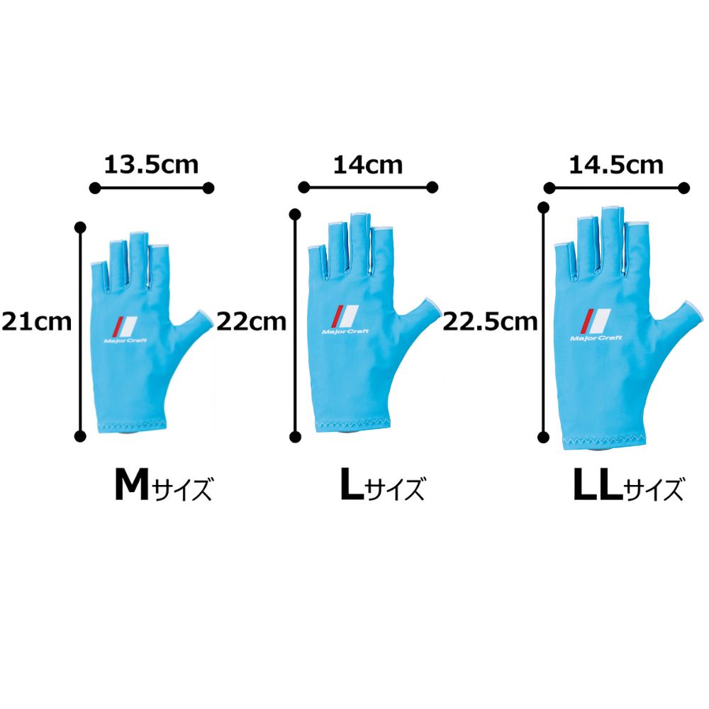 MAJOR CRAFT Quick Drying/UV Protection Fishing Gloves SG-Light Blue M - Image 4
