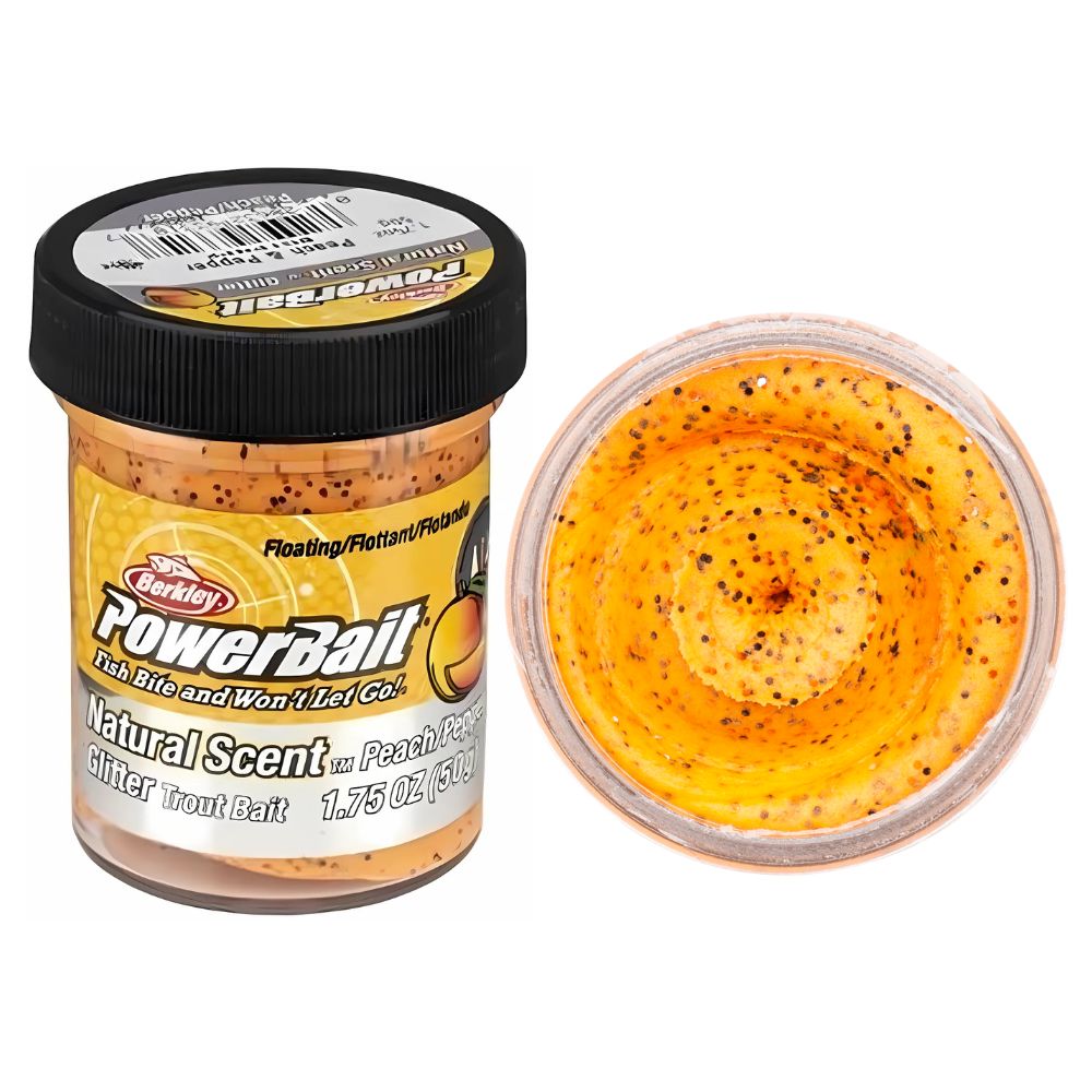 BERKLEY PowerBait Trout Bait Spices NEW Formula DOUGH 1.75oz/50g Peach-Pepper