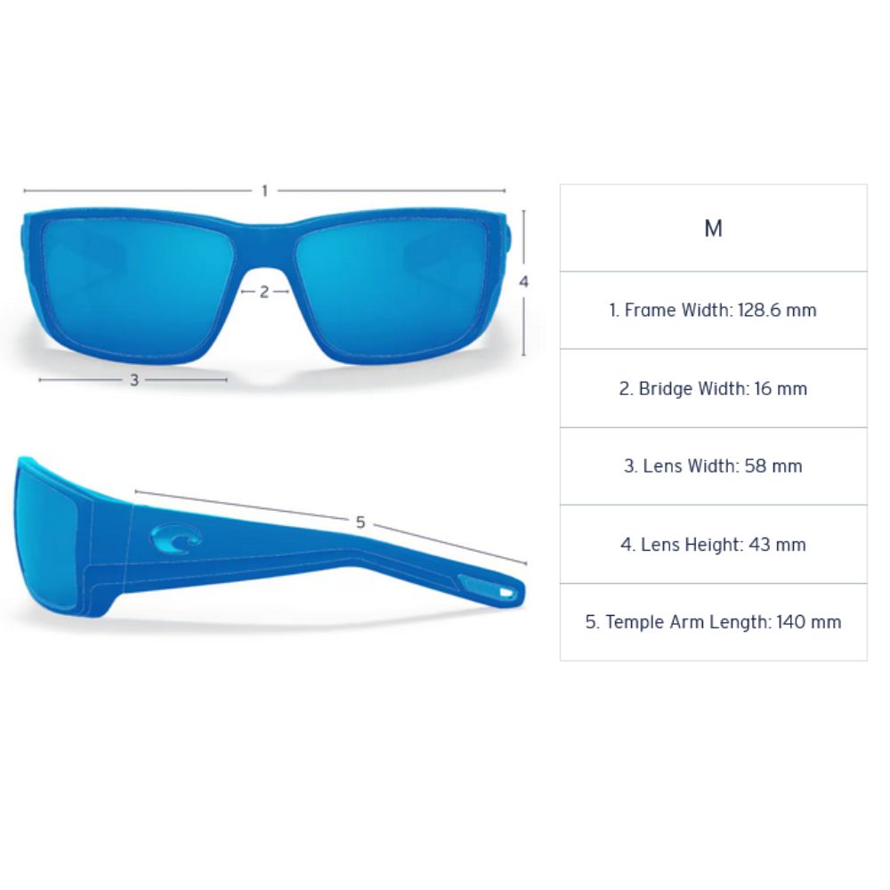 COSTA Polarized Sunglasses BUFFIN Light Gray Frame/580G Green Mirror Lenses - Image 8