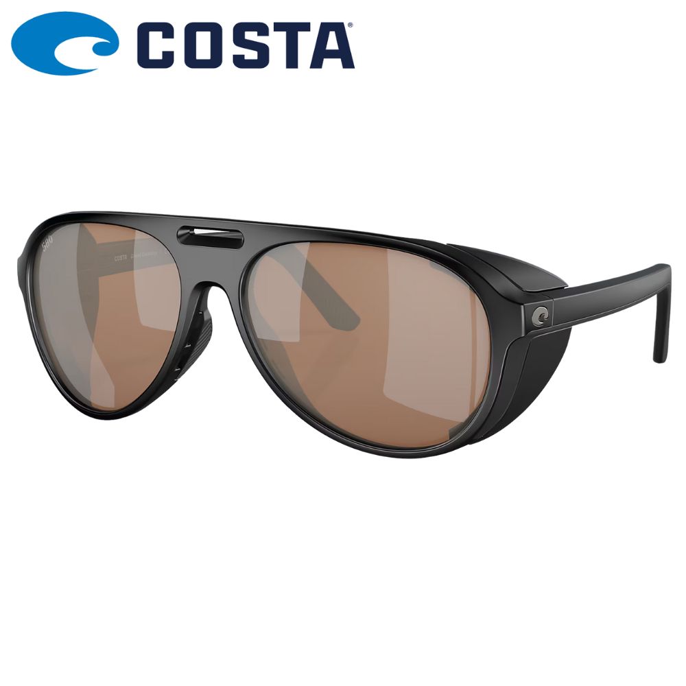COSTA Polarized Sunglasses GRAND CATALINA Matte Black Frame/580G Copper Silver Mirror Lenses