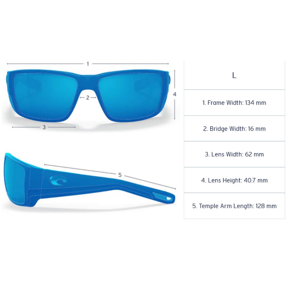 COSTA Polarized Sunglasses JOSE PRO Matte Black Frame/580G Blue Mirror Lenses - Image 8