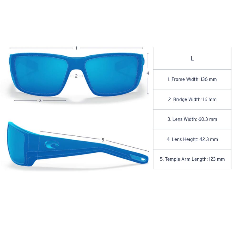 COSTA Polarized Sunglasses TUNA ALLEY PRO Matte Black Frame/580G Blue Mirror Lenses - Image 8