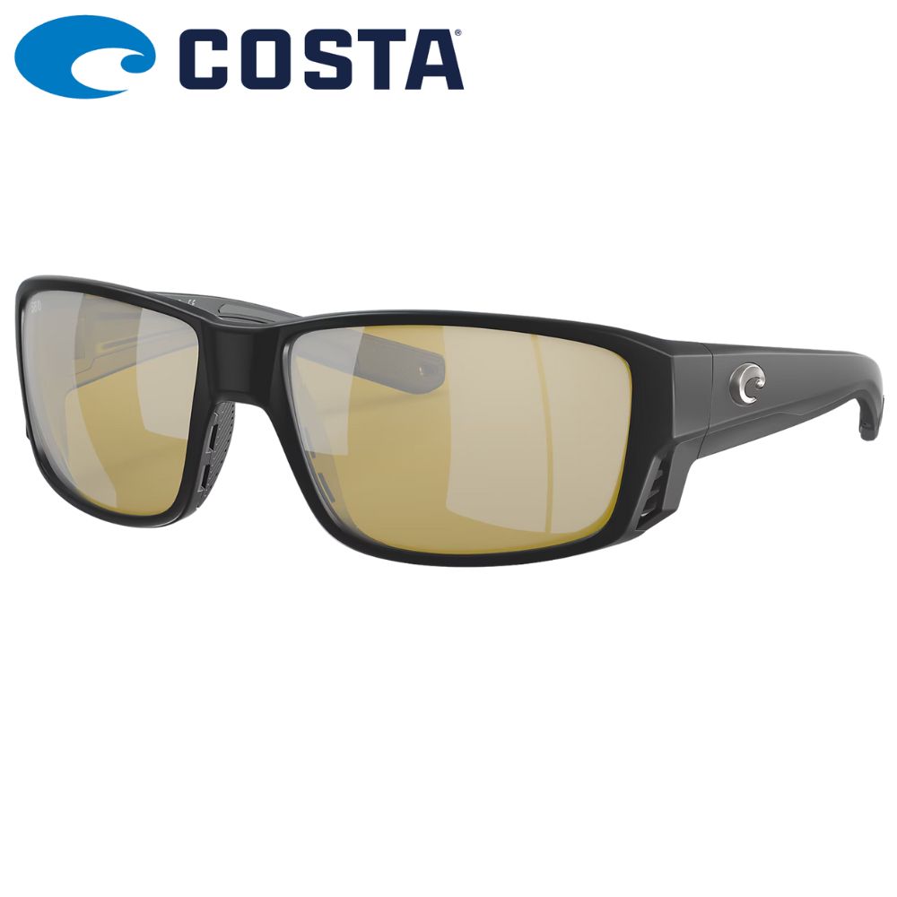 COSTA Polarized Sunglasses TUNA ALLEY PRO Matte Black Frame/580G Sunrise Silver Mirror Lenses