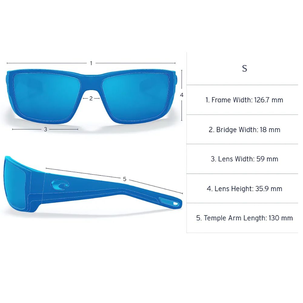 COSTA Polarized Sunglasses BRINE Matte Black Frame/580G Blue Mirror Lenses - Image 8