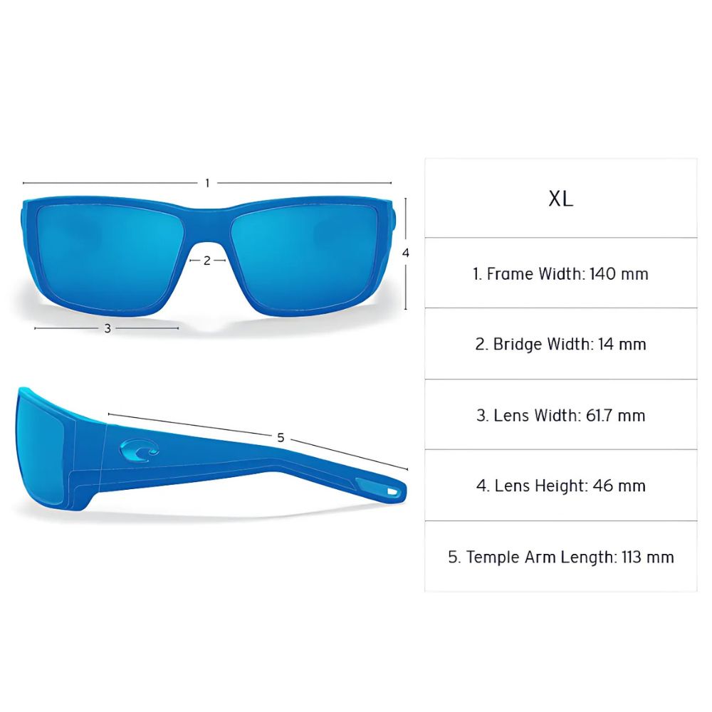 COSTA Polarized Sunglasses DIEGO Midnight Blue Frame/580G Blue Mirror Lenses - Image 8
