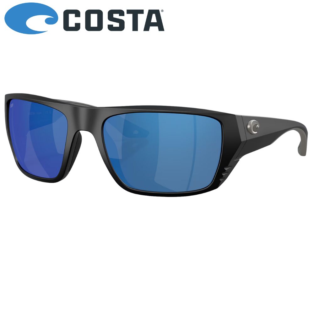 COSTA Polarized Sunglasses FINLET Matte Black Frame/580P Blue Mirror Lenses