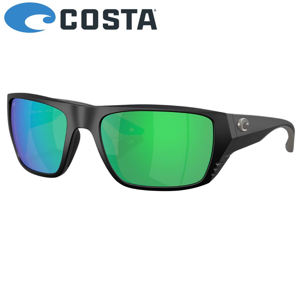 COSTA Polarized Sunglasses FINLET Matte Black Frame/580P Green Mirror Lenses