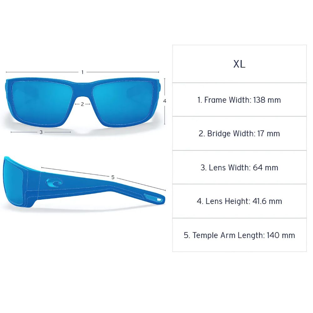 COSTA Polarized Sunglasses FISCH Blackout Frame/580G Blue Mirror Lenses - Image 8