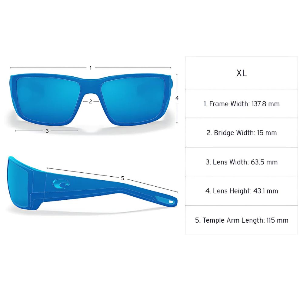COSTA Polarized Sunglasses REEFTON Blackout Frame/580P Blue Mirror Lenses - Image 9