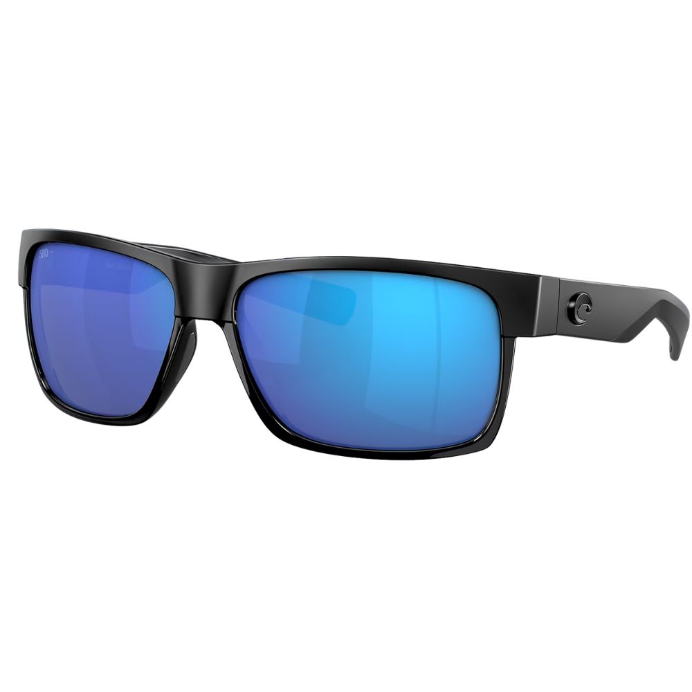 COSTA Polarized Sunglasses HALF MOON Shiny Black/Matte Black Frame/580G Blue Mirror Lenses - Image 2