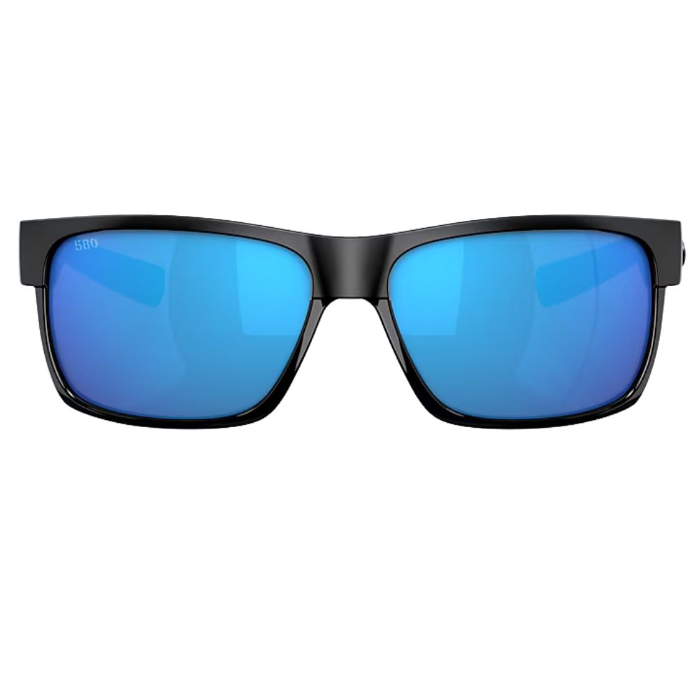 COSTA Polarized Sunglasses HALF MOON Shiny Black/Matte Black Frame/580G Blue Mirror Lenses - Image 3