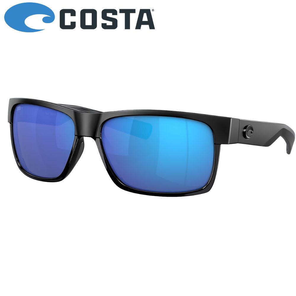 COSTA Polarized Sunglasses HALF MOON Shiny Black/Matte Black Frame/580G Blue Mirror Lenses