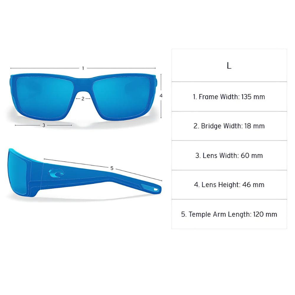 COSTA Polarized Sunglasses KING TIDE 8 Black Pearl Frame/580G Copper Silver Mirror Lenses - Image 10