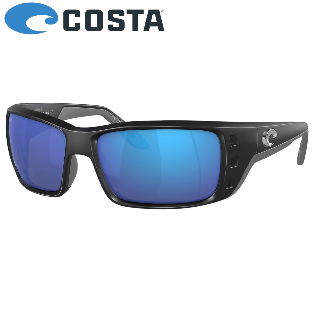 COSTA Polarized Sunglasses PERMIT Matte Black Frame/580G Blue Mirror Lenses