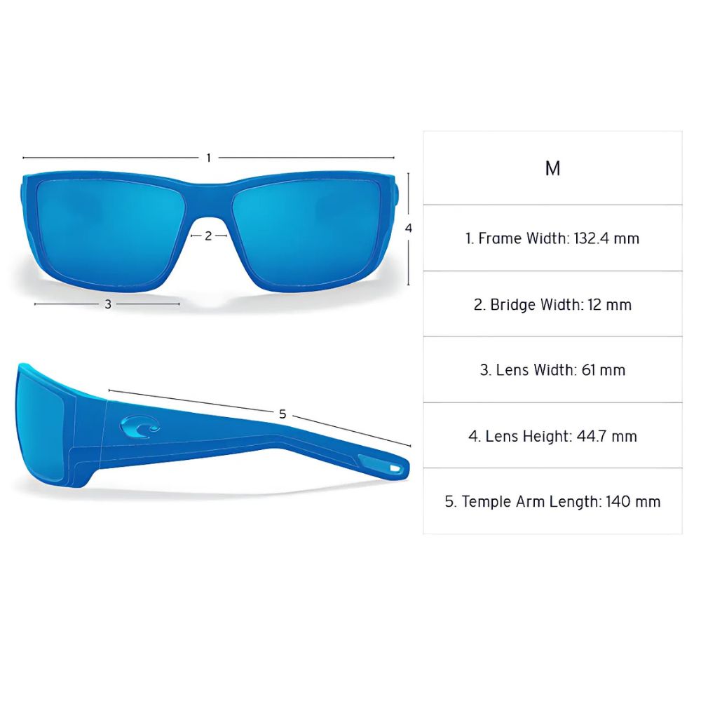 COSTA Polarized Sunglasses RINCONDO Shiny Black Frame/580G Blue Mirror Lenses - Image 8