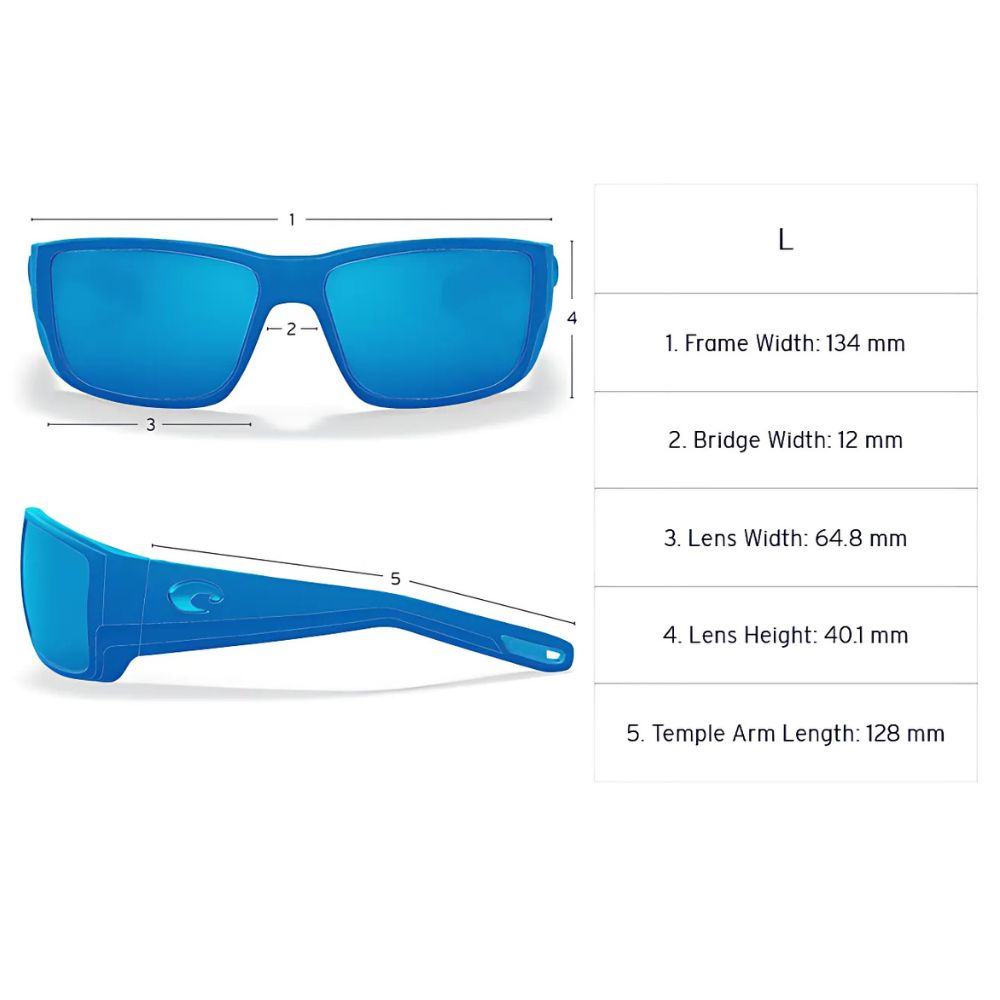 COSTA Polarized Sunglasses SALTBREAK Matte Black Frame/580G Blue Mirror Lenses - Image 8