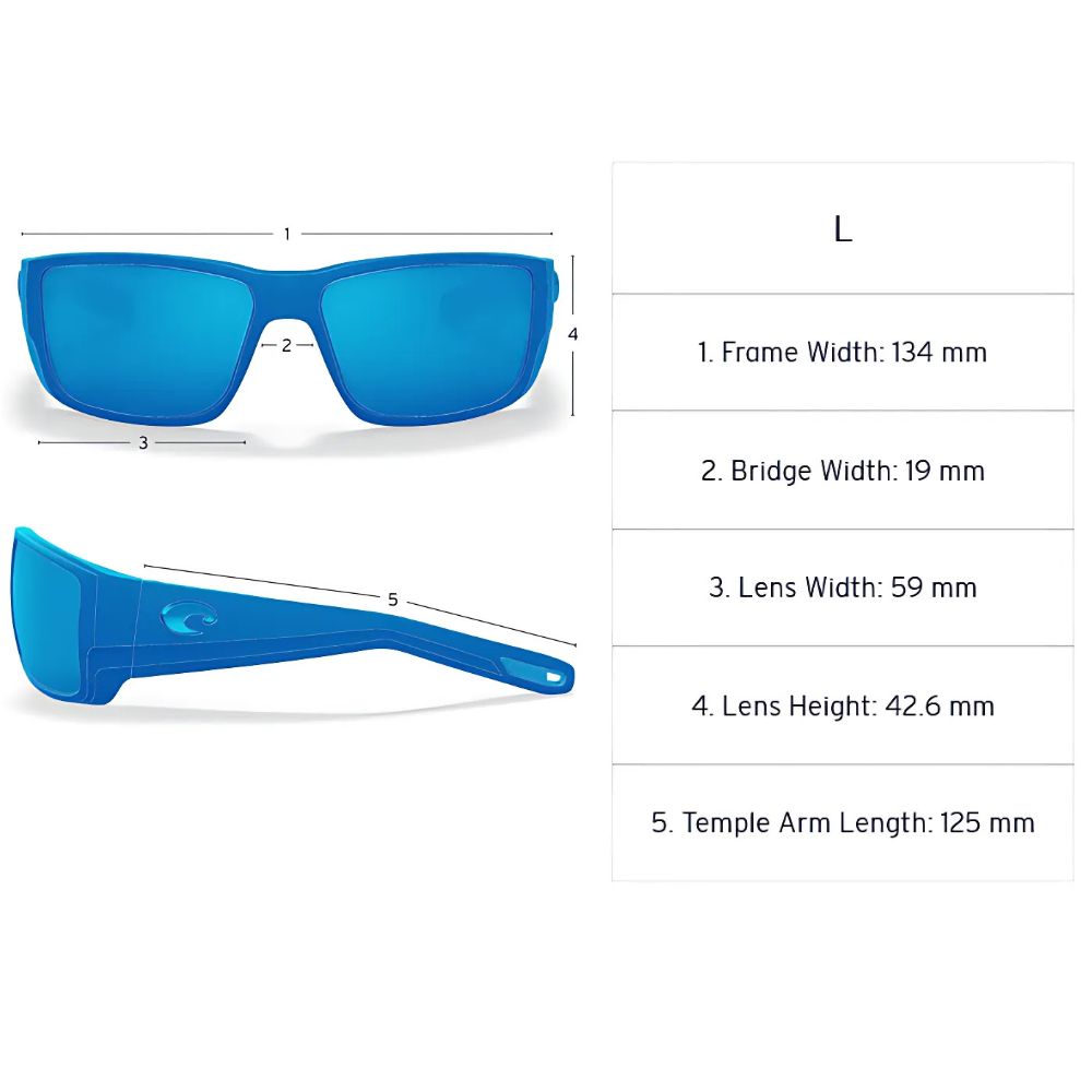 COSTA Polarized Sunglasses FINLET Matte Black Frame/580P Blue Mirror Lenses - Image 8