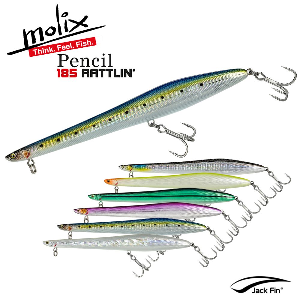 MOLIX Saltwater Topwater Fishing Floating Lure PENCIL 185 RATTLIN'
