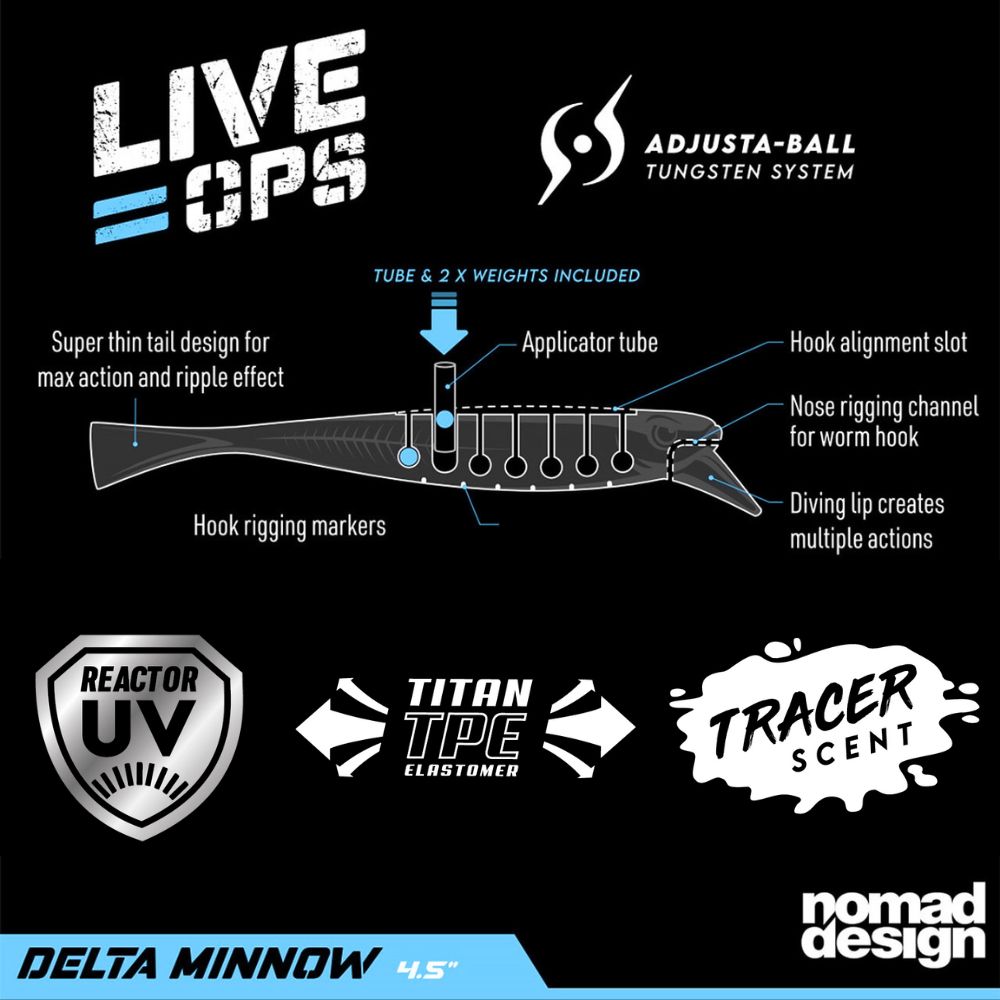 Nomad Design Scented Soft Bait Lure LIVE OPS DELTA MINNOW 4.5in - Image 2