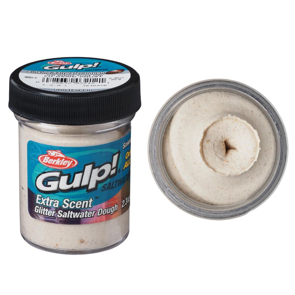 BERKLEY Gulp Extra Scent Sinking Saltwater DOUGH Off White Gold Glitter