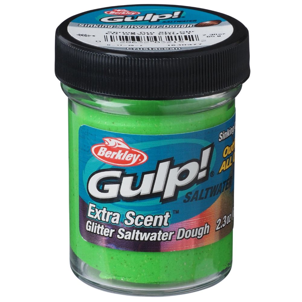 BERKLEY Gulp Extra Scent Sinking Saltwater DOUGH Spring Green Silver Glitter - Image 2