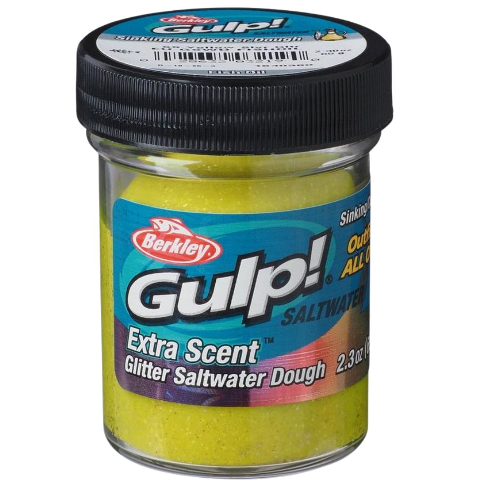 BERKLEY Gulp Extra Scent Sinking Saltwater DOUGH Sunshine Yellow Silver Glitter - Image 2