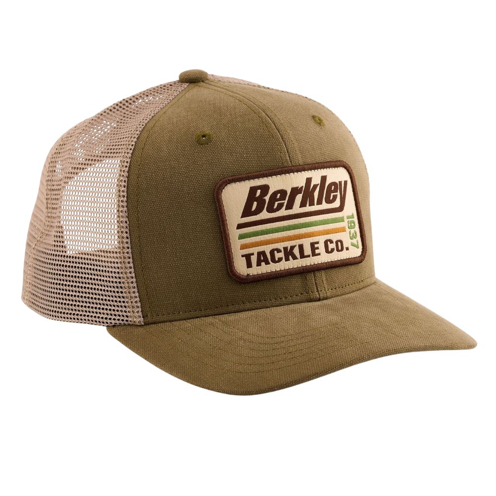 BERKLEY Fishing Headwear STRIPER TRUCKER CAP Olive Khaki