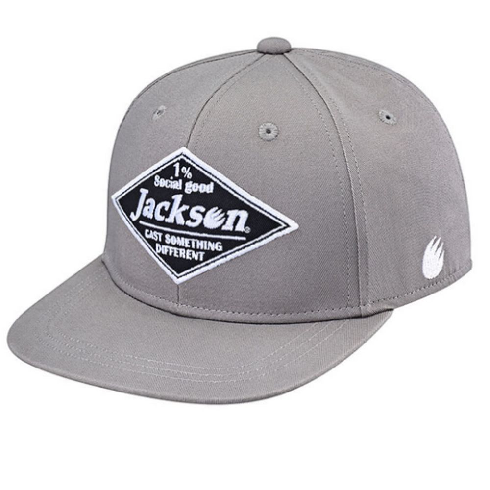 JACKSON Fishing Headwear 100% Cotton FLAT VISOR CAP Gray
