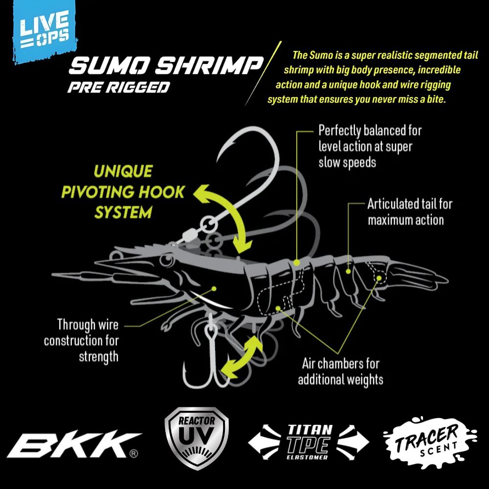 NOMAD DESIGN Pre-Rigged & Pre-Scented Soft Lure LIVE OPS SUMO SHRIMP 4“ - Image 2