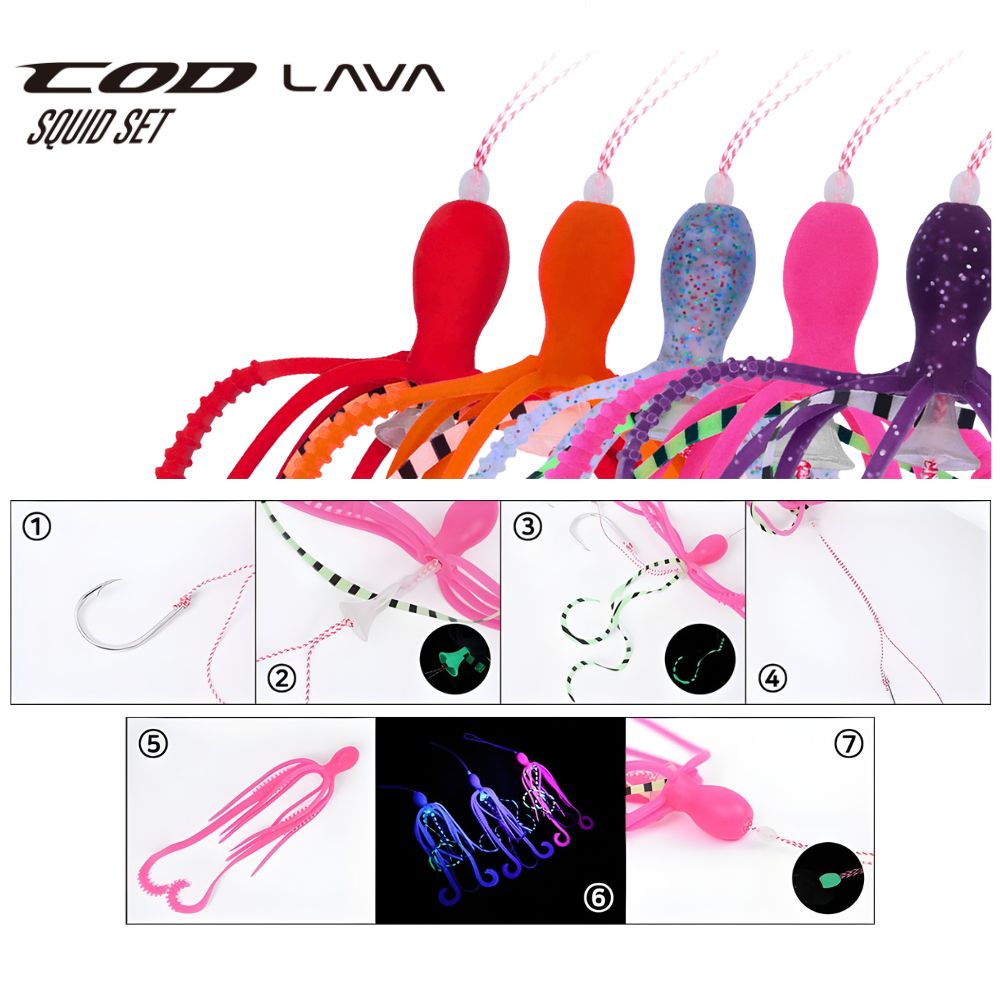NS BLACK HOLE Rubber Jigging Soft Bait Assist COD LAVA SQUID SET - Image 5