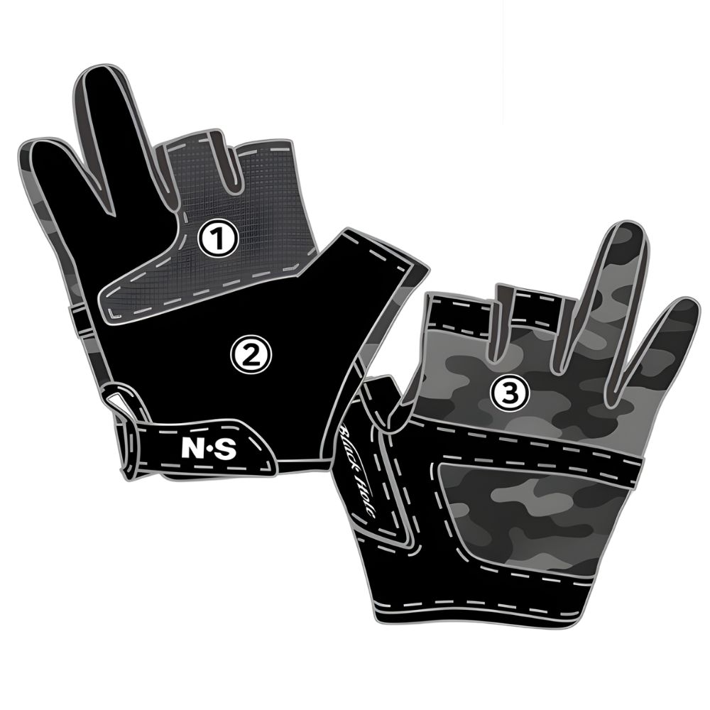 NS BLACK HOLE Precise Grip-Cool Mesh Fishing Gloves V3 3-Cut - Image 8