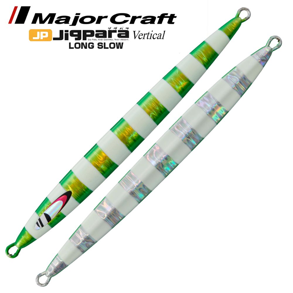 MAJOR CRAFT Slow Jigging Metal Lure Jigpara Vertical Long Slow 350g Super Glow Green Zebra (UV)