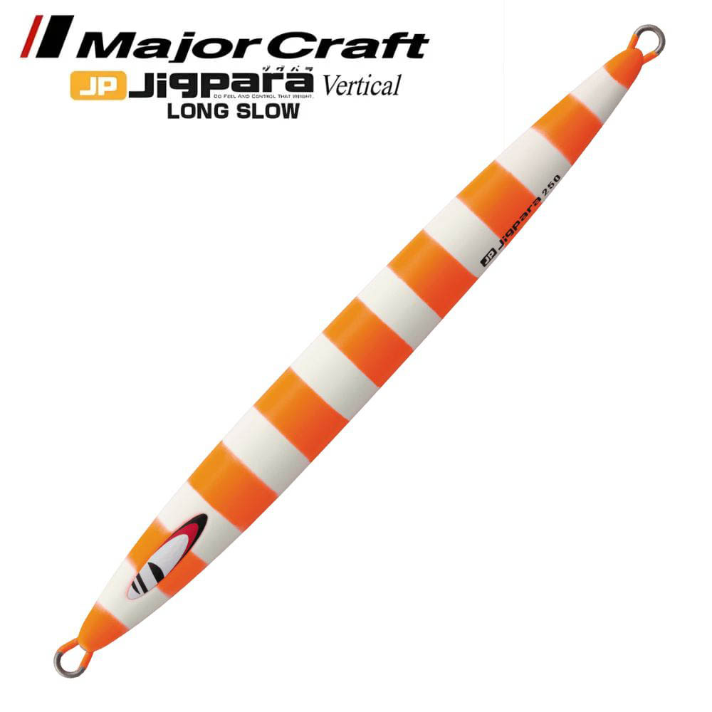 MAJOR CRAFT Slow Jigging Metal Lure Jigpara Vertical Long Slow 400g Matte Zebra Chart Orange