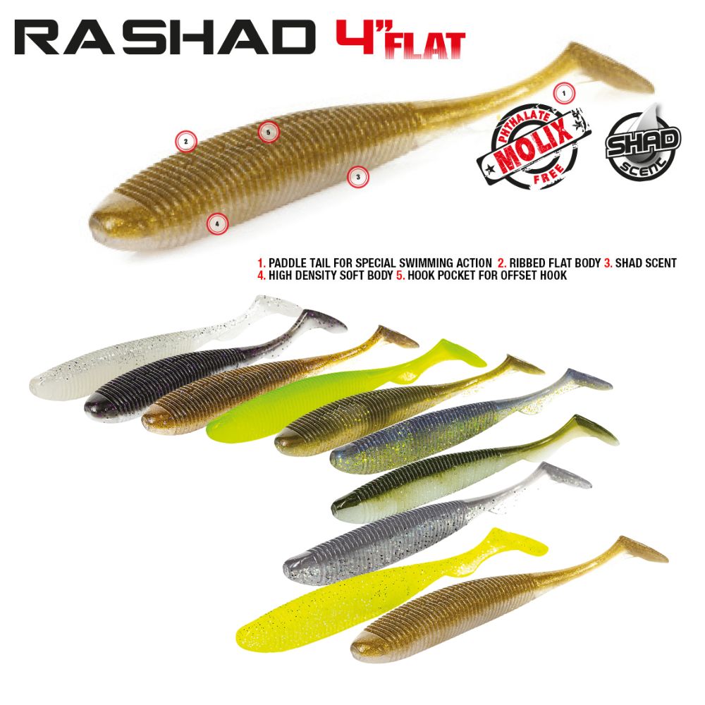 MOLIX Scented Soft Bait Lure RA SHAD 4“ FLAT
