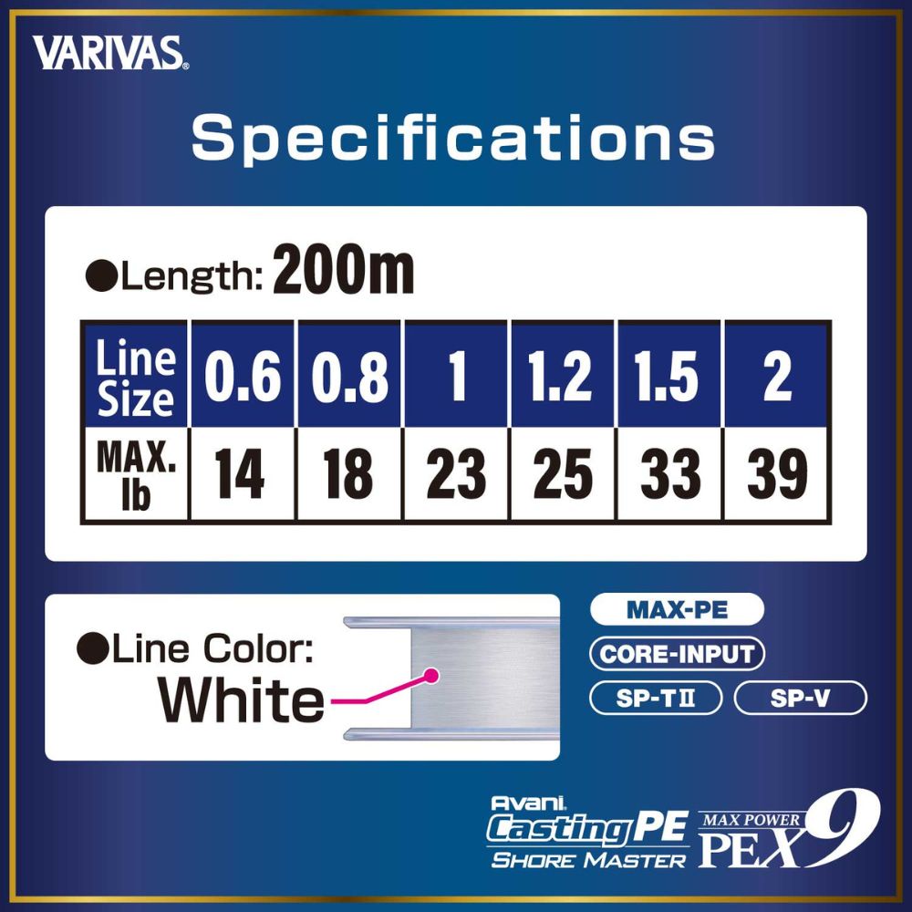 VARIVAS Braid Line Avani Casting Max Power PE X9 SHORE MASTER 200m - Image 4