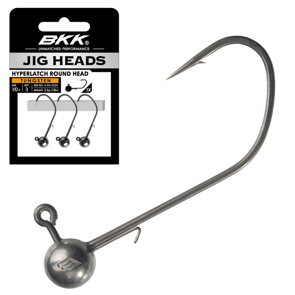 BKK Hyper Carbon Steel Jighead HYPERLATCH ROUND HEAD TUNGSTEN