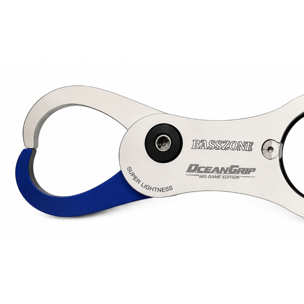 BASSZONE Heavy Duty Aluminium Fish Lip Grip With Scale OCEAN GRIP Silver/Blue - Image 3