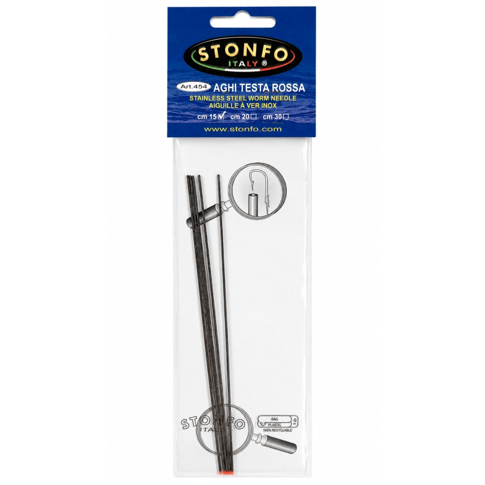 STONFO Stainless Steel Baiting Red Point Worm Needle Art.454 15cm - Image 2